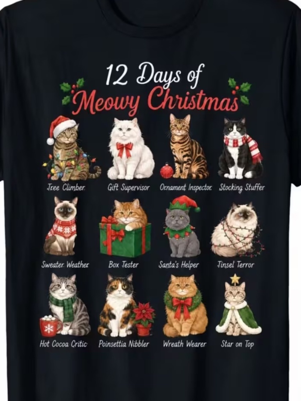 Plus Size 3X 12 Days of Meowy Christmas Cat T-Shirt